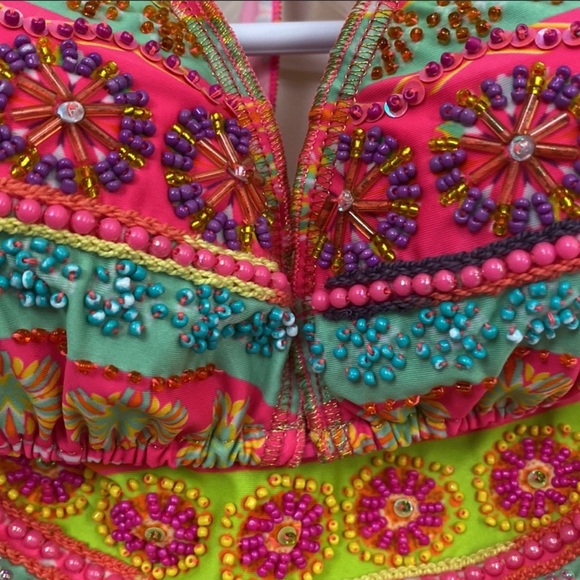 Hand beaded 2 pc bikini swimsuit. Sz S. - Picture 2 of 3
